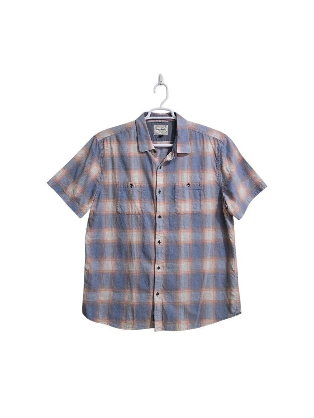 Flag & Anthem Plaid Cotton Vintage Wash Casual Button Down Sz XL
